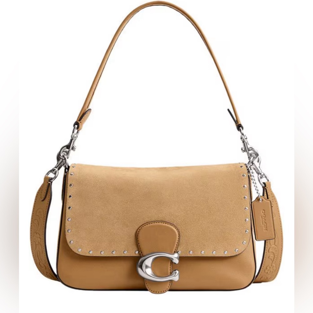 Coach Soft Tabby Suede Rivet Shoulder Bag